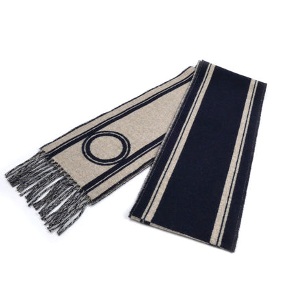 HERMES エルメス バンド・ドゥ・レポ マフラー マリン / ベージュ・シネ H259144S 02 レディース【中古】【極美品】