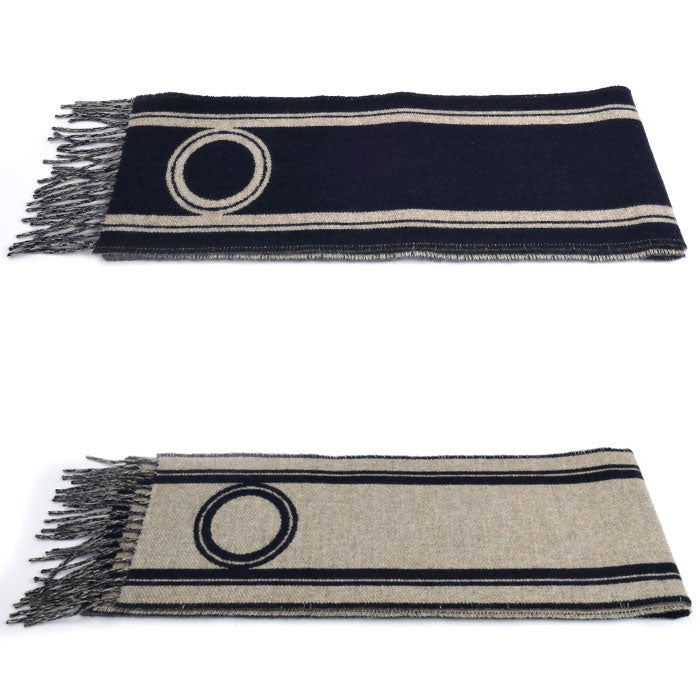 HERMES エルメス バンド・ドゥ・レポ マフラー マリン / ベージュ・シネ H259144S 02 レディース【中古】【極美品】