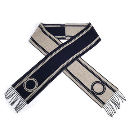 HERMES エルメス バンド・ドゥ・レポ マフラー マリン / ベージュ・シネ H259144S 02 レディース【中古】【極美品】