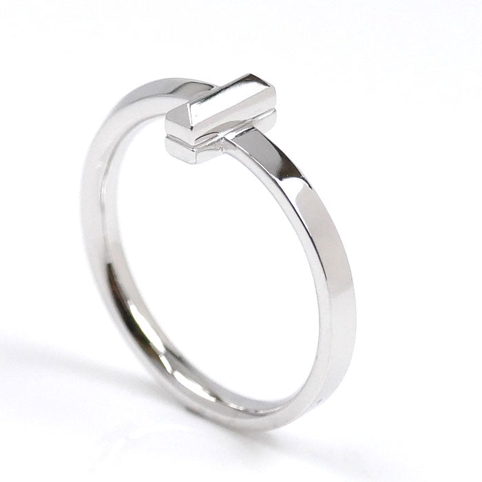 TIFFANY&Co. ティファニー K18WG ホワイトゴールド Tワン ナロー リング・指輪 69278280 17号 4.5g ユニセックス【中古】【美品】