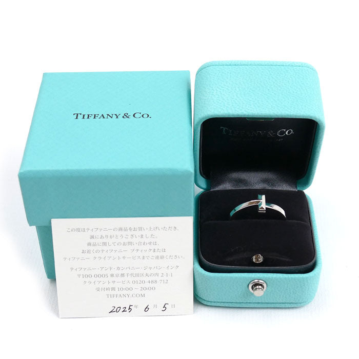 TIFFANY&Co. ティファニー K18WG ホワイトゴールド Tワン ナロー リング・指輪 69278280 17号 4.5g ユニセックス【中古】【美品】