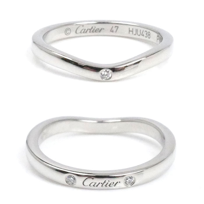 CARTIER カルティエ Pt950プラチナ バレリーナ カーブ ウェディング 3P ダイヤ リング・指輪 B4092947 ダイヤモンド 7号 47 2.9g レディース【中古】【美品】
