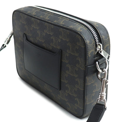 CELINE セリーヌ トリオンフ キャンバス スモール メッセンジャー ショルダーバッグ ブラック 113942EVJ.38SI メンズ【中古】