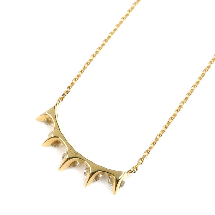 TASAKI タサキ K18YG イエローゴールド チャッティー プラント ネックレス ダイヤモンド0.34ct 2.6g ～44cm レディース【中古】