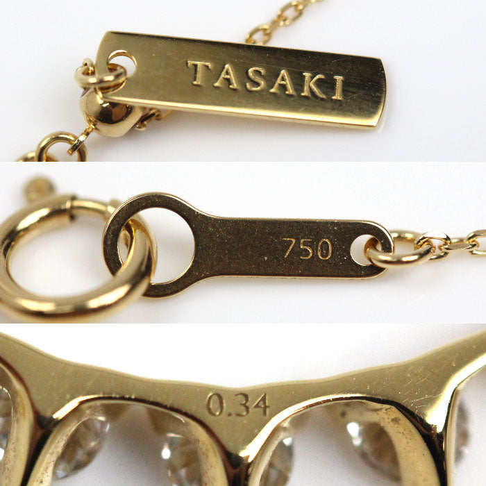 TASAKI タサキ K18YG イエローゴールド チャッティー プラント ネックレス ダイヤモンド0.34ct 2.6g ～44cm レディース【中古】