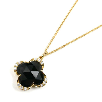 Vendome Aoyama ヴァンドーム青山 K18YG イエローゴールド ブラックカルセドニー ネックレス AGVN653250OC ダイヤモンド 4.5g ～50cm フリーチェーン レディース【中古】【美品】