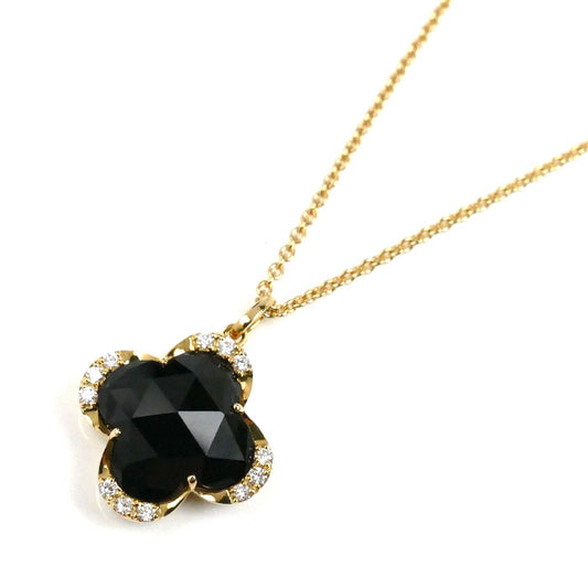 Vendome Aoyama ヴァンドーム青山 K18YG イエローゴールド ブラックカルセドニー ネックレス AGVN653250OC ダイヤモンド 4.5g ～50cm フリーチェーン レディース【中古】【美品】