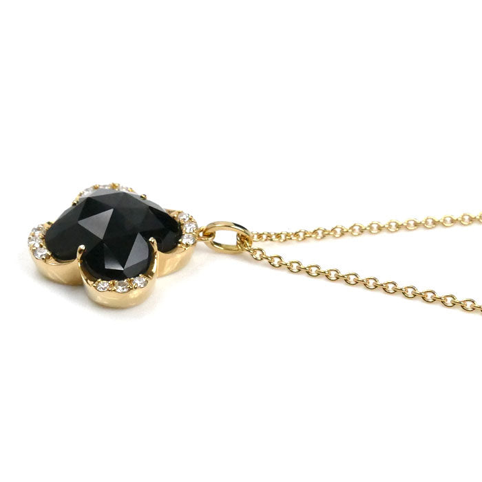 Vendome Aoyama ヴァンドーム青山 K18YG イエローゴールド ブラックカルセドニー ネックレス AGVN653250OC ダイヤモンド 4.5g ～50cm フリーチェーン レディース【中古】【美品】