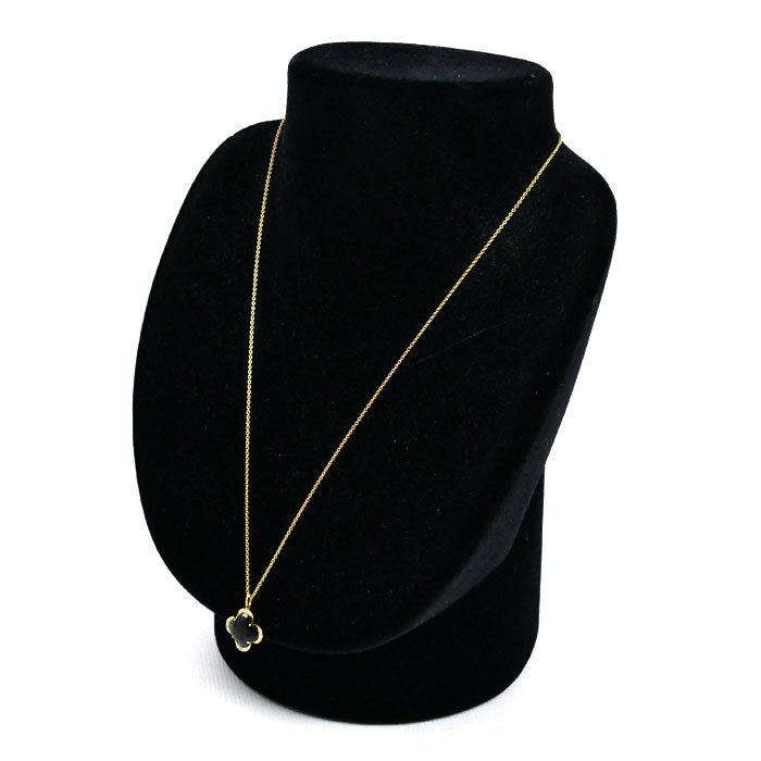 Vendome Aoyama ヴァンドーム青山 K18YG イエローゴールド ブラックカルセドニー ネックレス AGVN653250OC ダイヤモンド 4.5g ～50cm フリーチェーン レディース【中古】【美品】