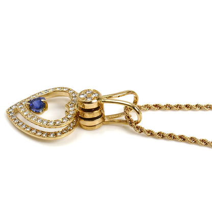 WALTHAM ウォルサム K18YG イエローゴールド スウィング ネックレス サファイア ダイヤモンド 11.1g 40cm レディース【中古】