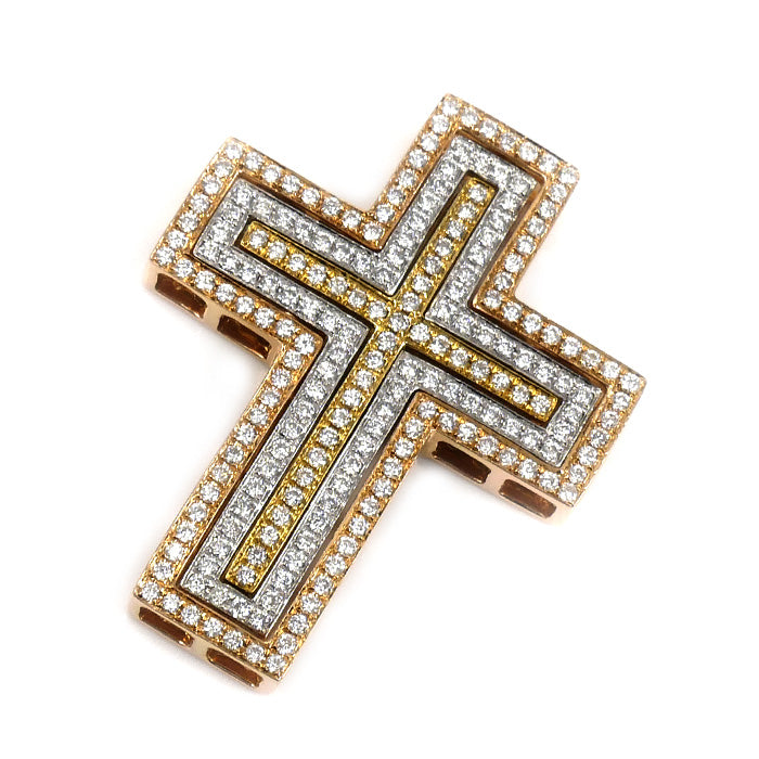 K18YG/PG/WG クロス ペンダントトップ ダイヤモンド1.00ct 10.3g 3個セット ユニセックス【中古】