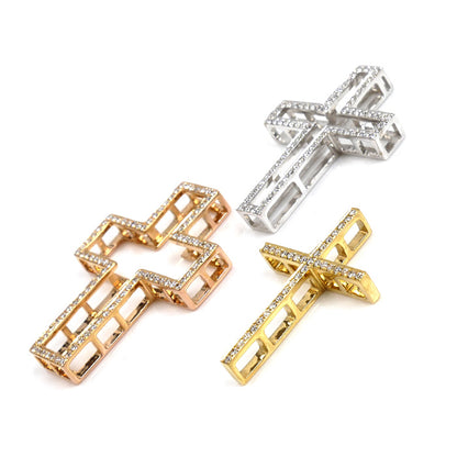 K18YG/PG/WG クロス ペンダントトップ ダイヤモンド1.00ct 10.3g 3個セット ユニセックス【中古】