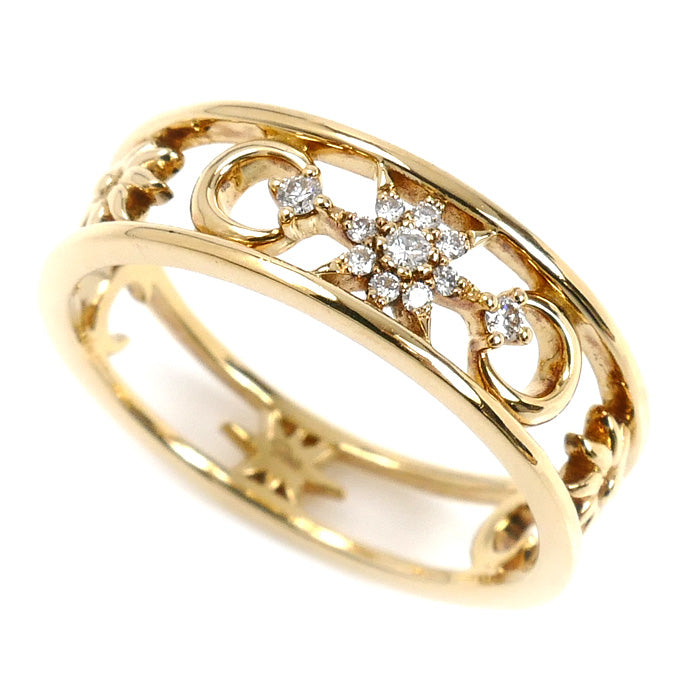 STAR JEWELRY スタージュエリー K18YG イエローゴールド MOON&SUN リング・指輪 2ZR1535 ダイヤモンド0.04ct 11.5号 3.2g レディース【中古】【美品】