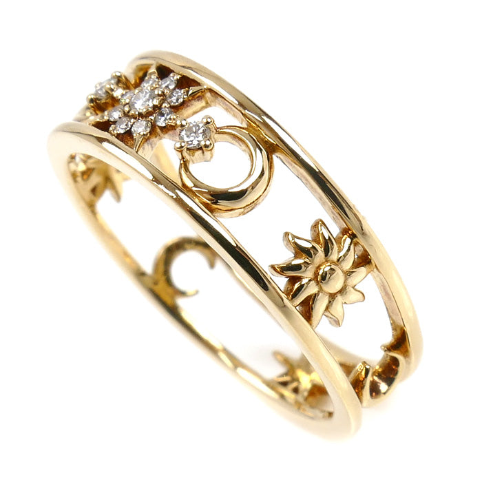 STAR JEWELRY スタージュエリー K18YG イエローゴールド MOON&SUN リング・指輪 2ZR1535 ダイヤモンド0.04ct 11.5号 3.2g レディース【中古】【美品】