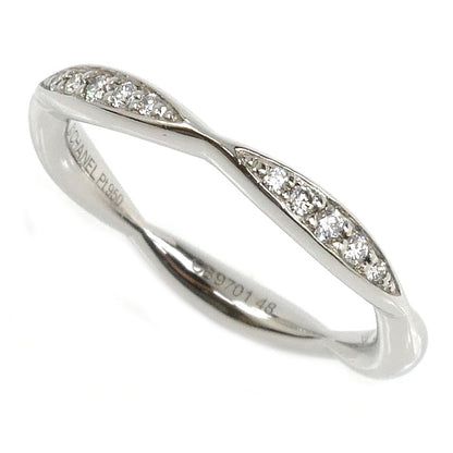 CHANEL シャネル Pt950プラチナ カメリア ハーフエタニティ リング・指輪 J10835 ダイヤモンド 8号 48 3.3g レディース【中古】【美品】