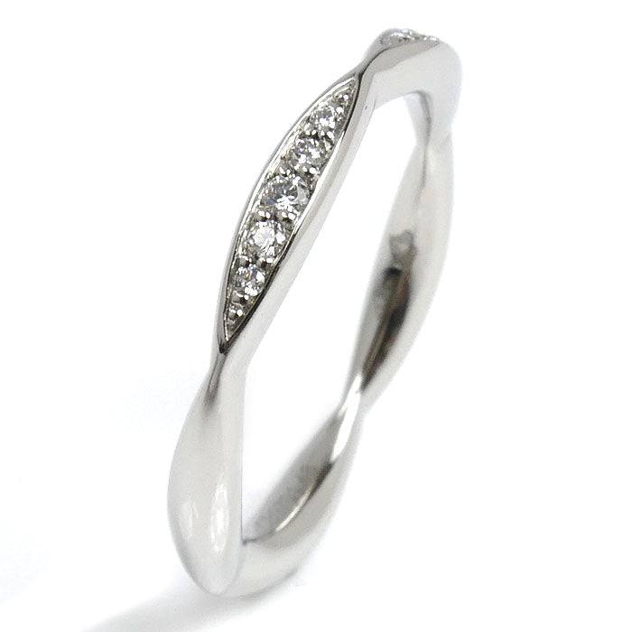 CHANEL シャネル Pt950プラチナ カメリア ハーフエタニティ リング・指輪 J10835 ダイヤモンド 8号 48 3.3g レディース【中古】【美品】