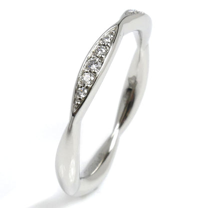 CHANEL シャネル Pt950プラチナ カメリア ハーフエタニティ リング・指輪 J10835 ダイヤモンド 8号 48 3.3g レディース【中古】【美品】