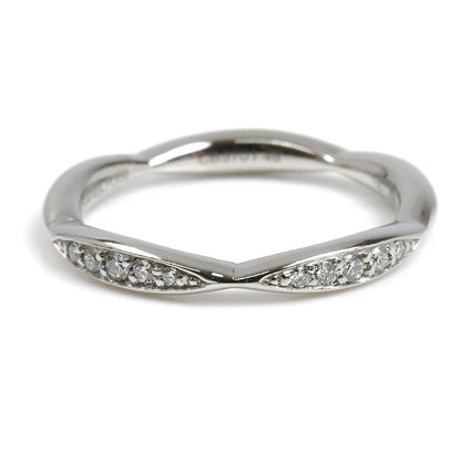 CHANEL シャネル Pt950プラチナ カメリア ハーフエタニティ リング・指輪 J10835 ダイヤモンド 8号 48 3.3g レディース【中古】【美品】