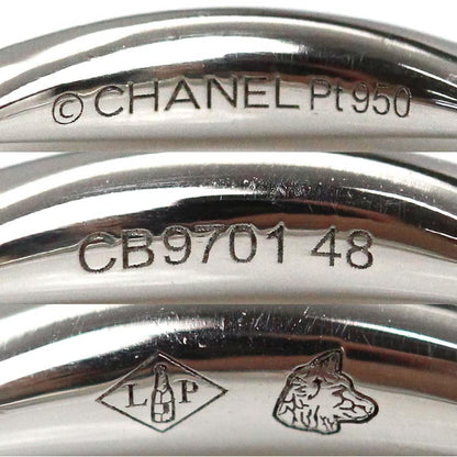 CHANEL シャネル Pt950プラチナ カメリア ハーフエタニティ リング・指輪 J10835 ダイヤモンド 8号 48 3.3g レディース【中古】【美品】