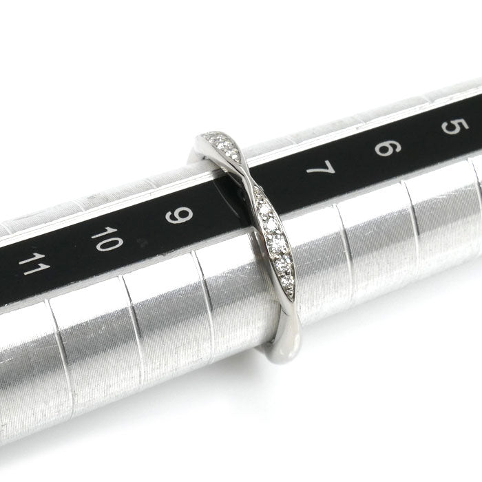 CHANEL シャネル Pt950プラチナ カメリア ハーフエタニティ リング・指輪 J10835 ダイヤモンド 8号 48 3.3g レディース【中古】【美品】