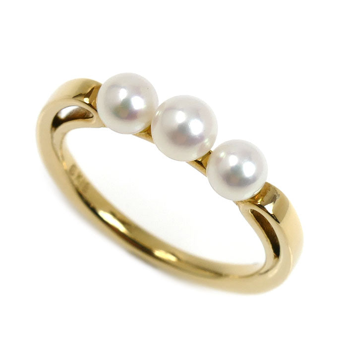 MIKIMOTO ミキモト K18YG イエローゴールド リング・指輪 PR-1476K アコヤパール約3.8/4.1mm 9号 2.7g レディース【中古】
