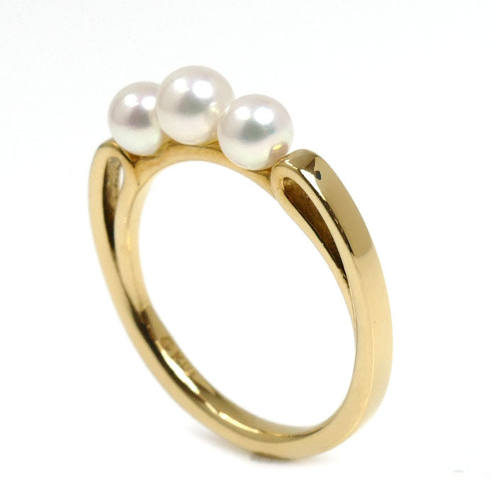 MIKIMOTO ミキモト K18YG イエローゴールド リング・指輪 PR-1476K アコヤパール約3.8/4.1mm 9号 2.7g レディース【中古】