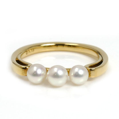 MIKIMOTO ミキモト K18YG イエローゴールド リング・指輪 PR-1476K アコヤパール約3.8/4.1mm 9号 2.7g レディース【中古】