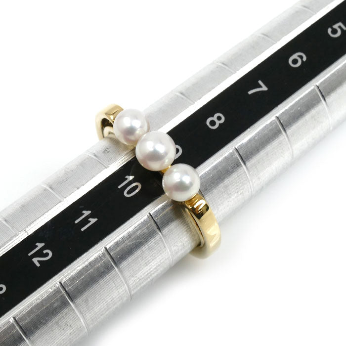 MIKIMOTO ミキモト K18YG イエローゴールド リング・指輪 PR-1476K アコヤパール約3.8/4.1mm 9号 2.7g レディース【中古】
