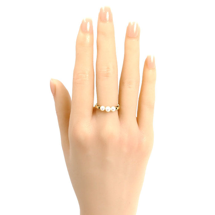 MIKIMOTO ミキモト K18YG イエローゴールド リング・指輪 PR-1476K アコヤパール約3.8/4.1mm 9号 2.7g レディース【中古】