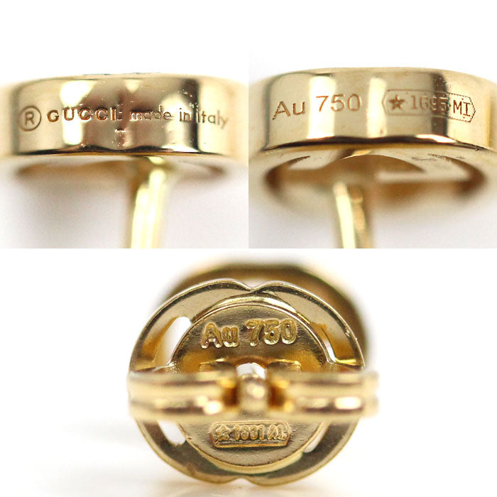 GUCCI グッチ K18YG イエローゴールド インターロッキングG ピアス 662111 J8500 8000 2.1g レディース【中古】【美品】