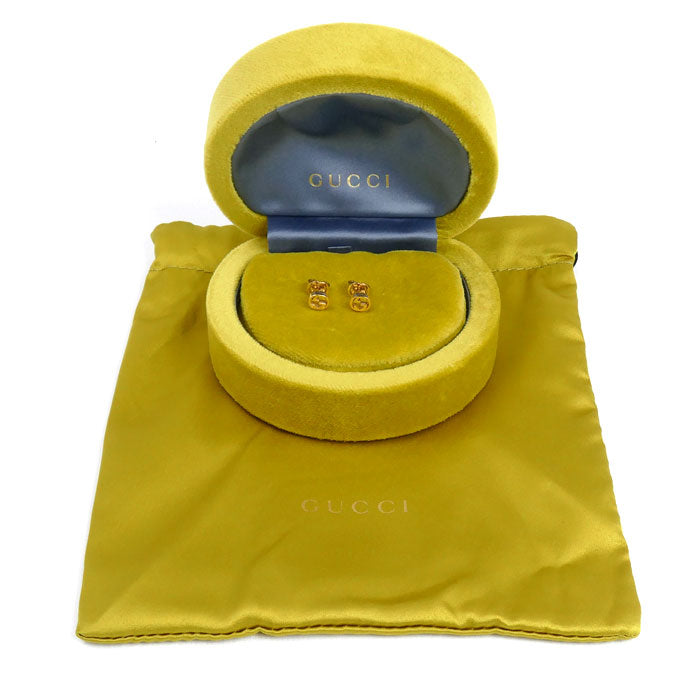 GUCCI グッチ K18YG イエローゴールド インターロッキングG ピアス 662111 J8500 8000 2.1g レディース【中古】【美品】