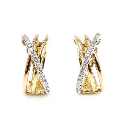 Ponte Vecchio ポンテヴェキオ K18YG/PG/WG センプレ ピアス ダイヤモンド0.06ct/0.06ct 4.4g レディース【中古】