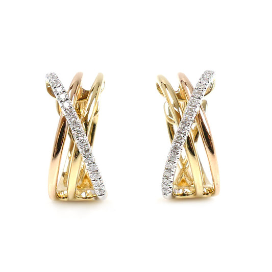 Ponte Vecchio ポンテヴェキオ K18YG/PG/WG センプレ ピアス ダイヤモンド0.06ct/0.06ct 4.4g レディース【中古】