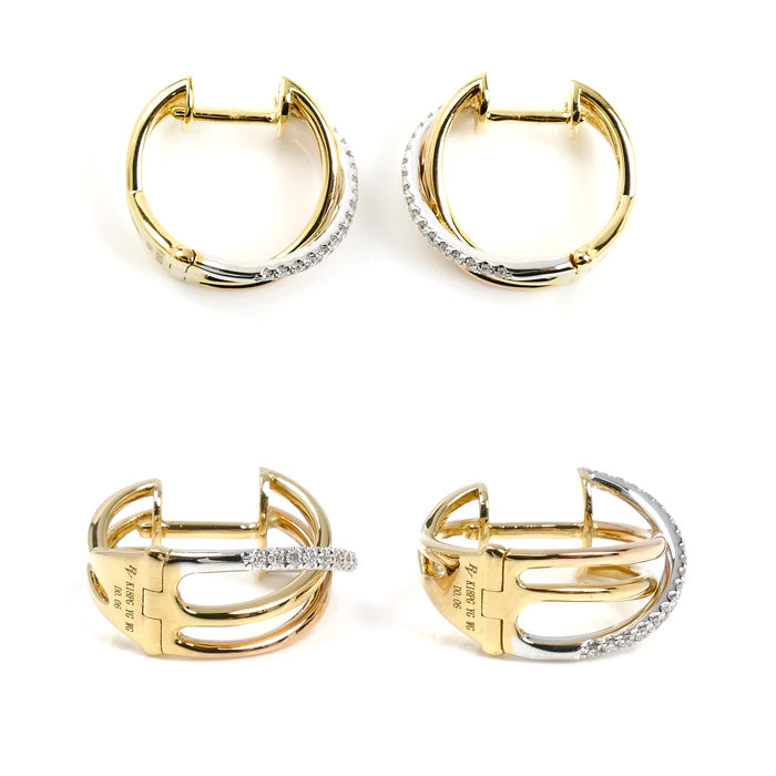 Ponte Vecchio ポンテヴェキオ K18YG/PG/WG センプレ ピアス ダイヤモンド0.06ct/0.06ct 4.4g レディース【中古】