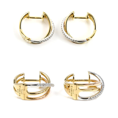 Ponte Vecchio ポンテヴェキオ K18YG/PG/WG センプレ ピアス ダイヤモンド0.06ct/0.06ct 4.4g レディース【中古】