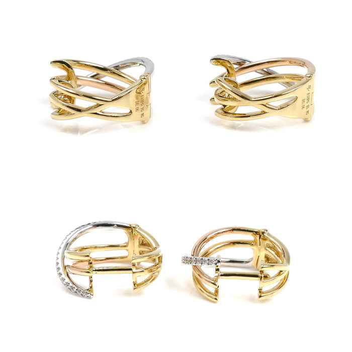 Ponte Vecchio ポンテヴェキオ K18YG/PG/WG センプレ ピアス ダイヤモンド0.06ct/0.06ct 4.4g レディース【中古】