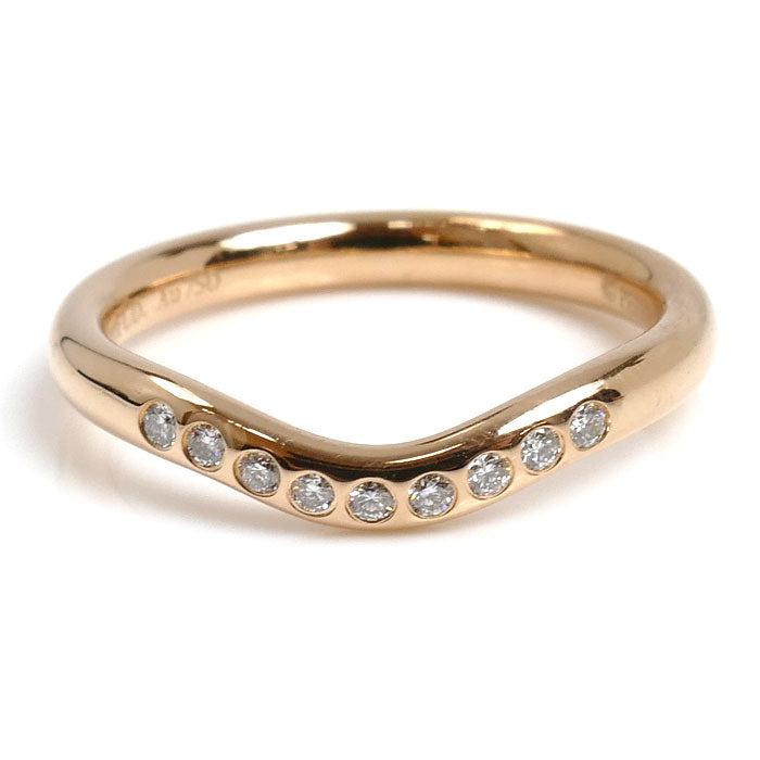 TIFFANY&Co. ティファニー K18PG ピンクゴールド カーブドバンド 9P ダイヤ リング・指輪 ダイヤモンド 6.5号 2.5g レディース【中古】【美品】