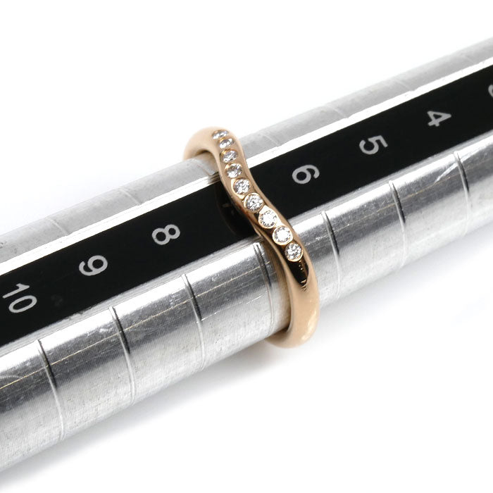 TIFFANY&Co. ティファニー K18PG ピンクゴールド カーブドバンド 9P ダイヤ リング・指輪 ダイヤモンド 6.5号 2.5g レディース【中古】【美品】