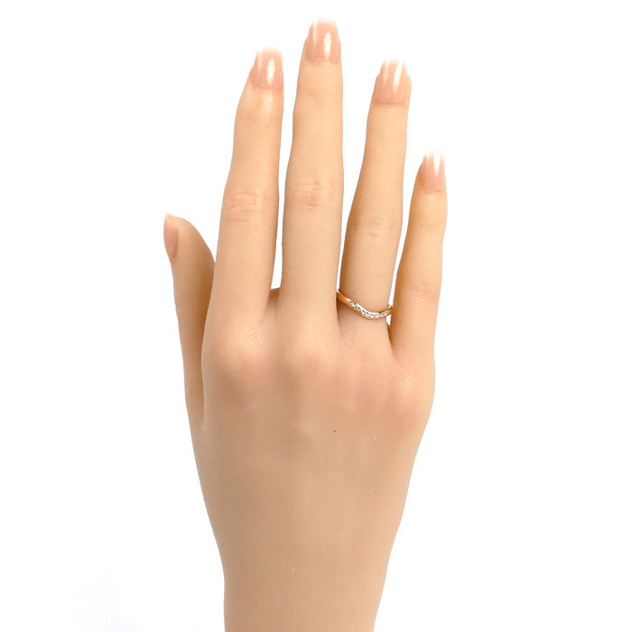 TIFFANY&Co. ティファニー K18PG ピンクゴールド カーブドバンド 9P ダイヤ リング・指輪 ダイヤモンド 6.5号 2.5g レディース【中古】【美品】