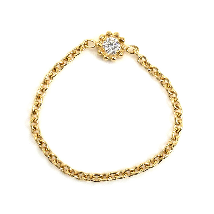 Dior ディオール K18YG イエローゴールド ミミローズ ダイヤ チェーンリング リング・指輪 JMRO95001 ダイヤモンド 11号 52 0.5g レディース【中古】【美品】