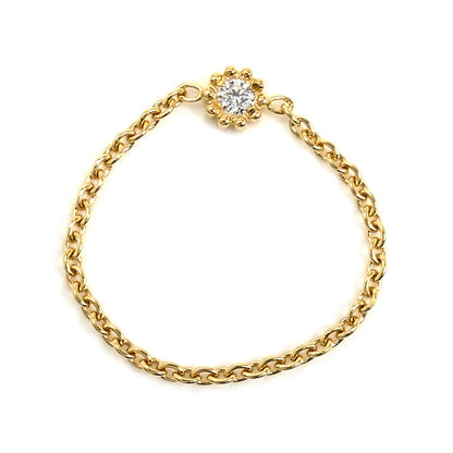 Dior ディオール K18YG イエローゴールド ミミローズ ダイヤ チェーンリング リング・指輪 JMRO95001 ダイヤモンド 11号 52 0.5g レディース【中古】【美品】