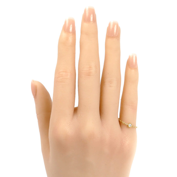 Dior ディオール K18YG イエローゴールド ミミローズ ダイヤ チェーンリング リング・指輪 JMRO95001 ダイヤモンド 11号 52 0.5g レディース【中古】【美品】