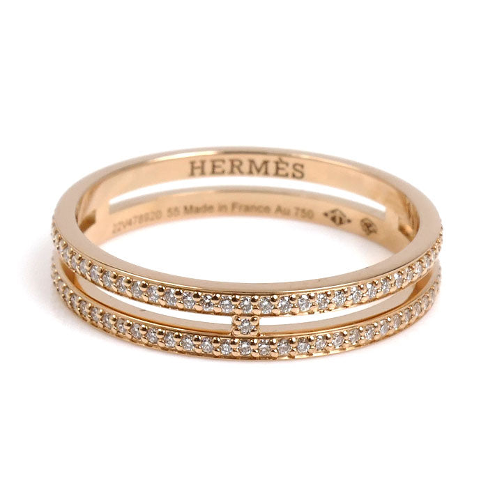 HERMES エルメス K18PG ピンクゴールド アリアンヌ ダイヤ リング・指輪 H119699B 00055 ダイヤモンド 14.5号 55 2.8g レディース【中古】【美品】