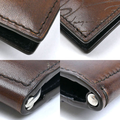 Berluti ベルルッティ フィギュア コイン フラップ コンパクトウォレット 二つ折り財布 ブラウン メンズ【中古】【美品】