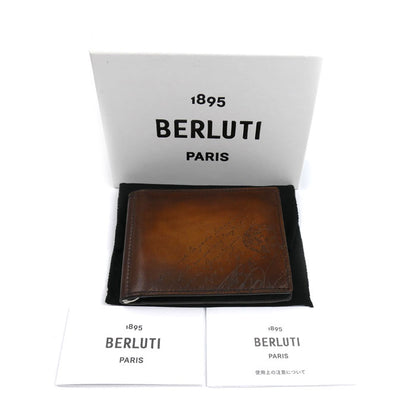 Berluti ベルルッティ フィギュア コイン フラップ コンパクトウォレット 二つ折り財布 ブラウン メンズ【中古】【美品】