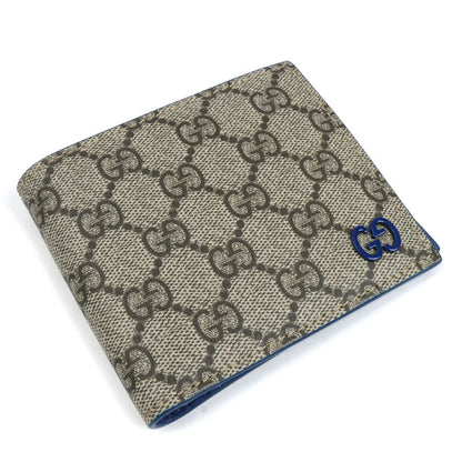 GUCCI グッチ GG コインウォレット ブルー インテリア 二つ折り財布 ベージュ 768244 FACQC 9751 メンズ【中古】【美品】