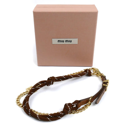 MIUMIU ミュウミュウ ファブリック GP レザー トリック キーリング チャーム バッグチャーム 5TL510_ACRT_F0Q7Z レディース【中古】【美品】