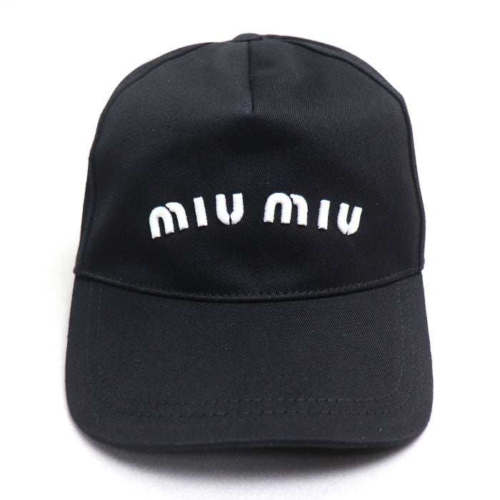 MIUMIU ミュウミュウ ドット柄 リボン付き キャップ キャップ ブラック 5HC256 2D0Q M レディース【中古】【美品】