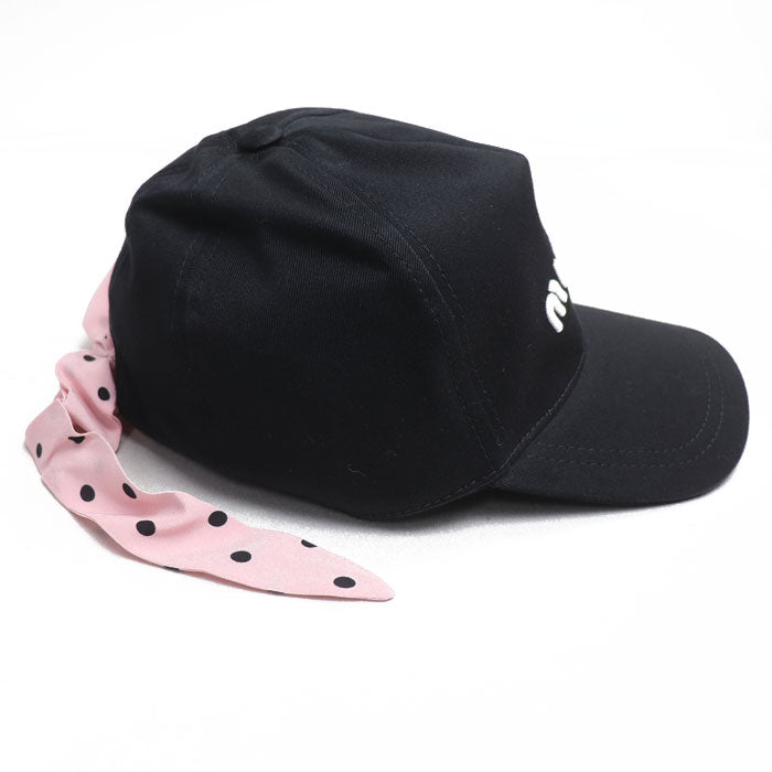 MIUMIU ミュウミュウ ドット柄 リボン付き キャップ キャップ ブラック 5HC256 2D0Q M レディース【中古】【美品】