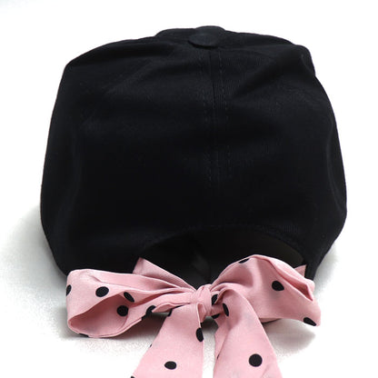 MIUMIU ミュウミュウ ドット柄 リボン付き キャップ キャップ ブラック 5HC256 2D0Q M レディース【中古】【美品】